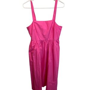 A New Day Hot Pink Midi Length Scrunched Strappy Summer Dress Size Medium